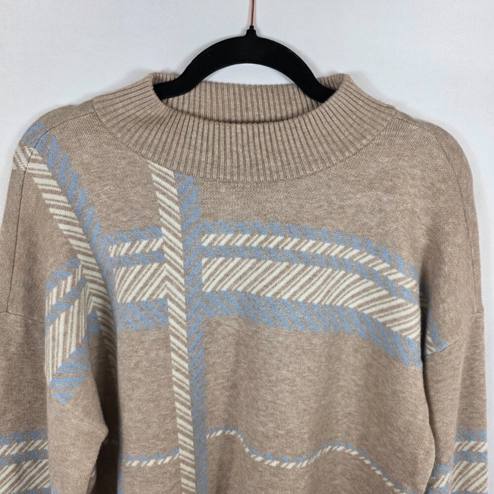 Laundry by Shelli Segal Beige Jacquard Plaid Sweater Women's Size Medium - Picture 5 of 15